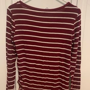 Red and White Striped Longsleeve Tee Shirt